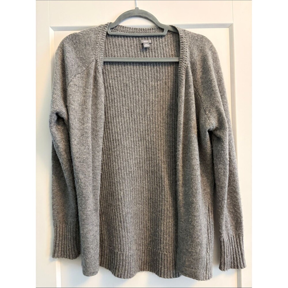 aerie Gray Open-Front Knit Cardigan